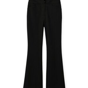 Women's Black Flared Pants with Hidden Cheetah Print Waistband